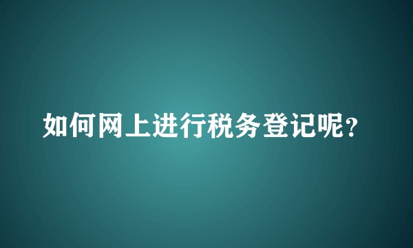 如何网上进行税务登记呢？