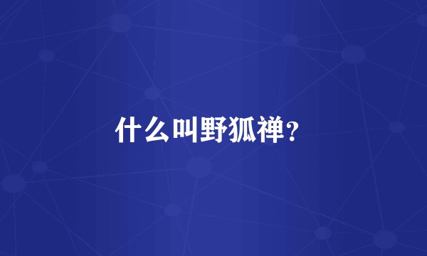 什么叫野狐禅？