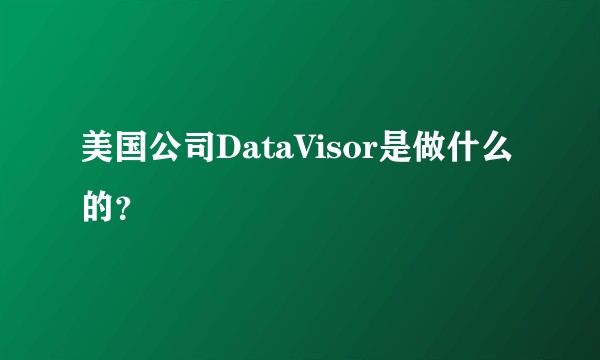 美国公司DataVisor是做什么的？