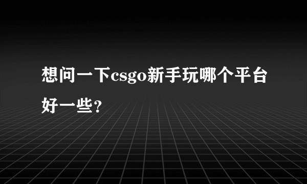 想问一下csgo新手玩哪个平台好一些？