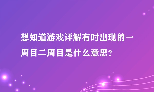 想知道游戏评解有时出现的一周目二周目是什么意思？