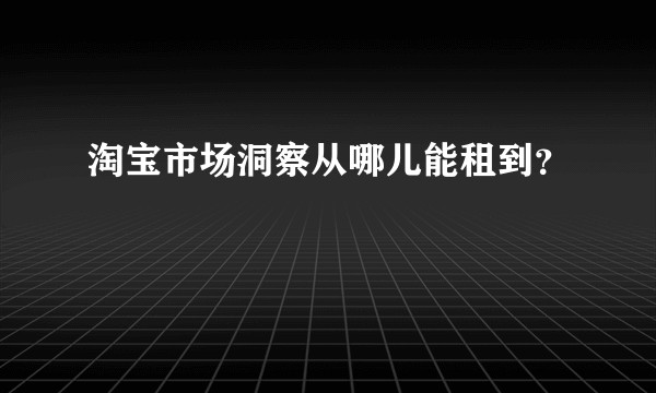 淘宝市场洞察从哪儿能租到？