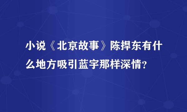 小说《北京故事》陈捍东有什么地方吸引蓝宇那样深情?