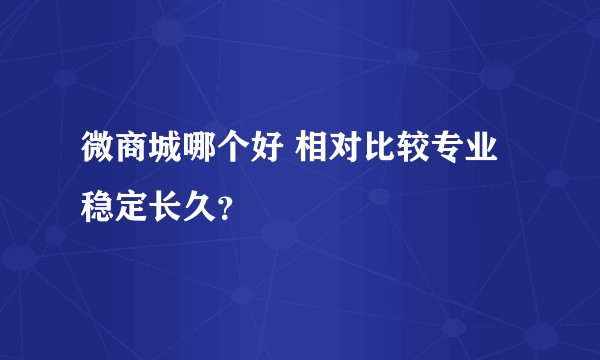 微商城哪个好 相对比较专业稳定长久？