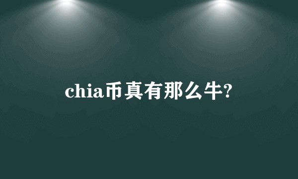 chia币真有那么牛?