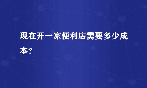 现在开一家便利店需要多少成本？