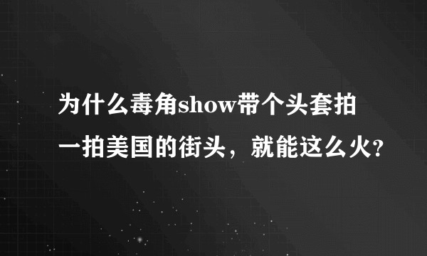 为什么毒角show带个头套拍一拍美国的街头，就能这么火？
