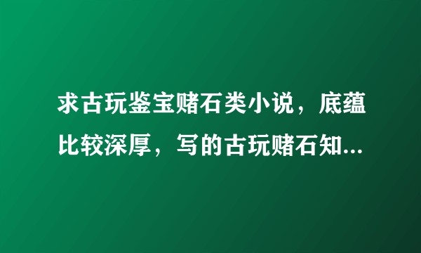 求古玩鉴宝赌石类小说，底蕴比较深厚，写的古玩赌石知识都很真实，不是编造的，最近书荒， （最好小众）?