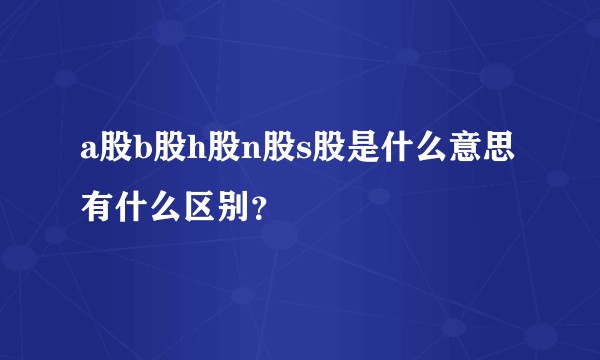 a股b股h股n股s股是什么意思 有什么区别？