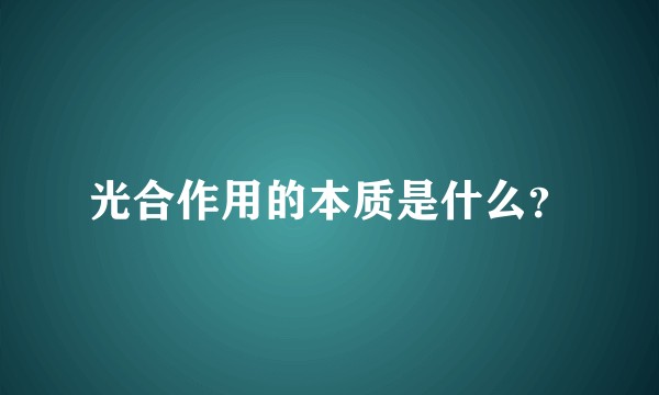 光合作用的本质是什么？