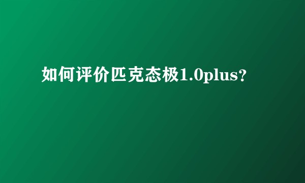 如何评价匹克态极1.0plus？