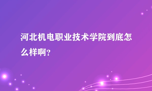 河北机电职业技术学院到底怎么样啊？