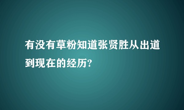 有没有草粉知道张贤胜从出道到现在的经历?