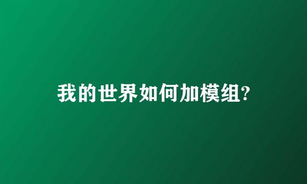 我的世界如何加模组?