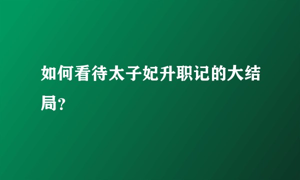 如何看待太子妃升职记的大结局？