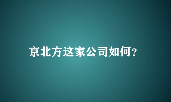 京北方这家公司如何？