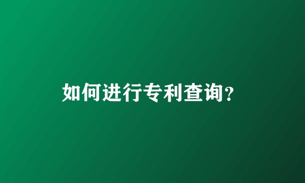 如何进行专利查询？