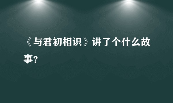 《与君初相识》讲了个什么故事？
