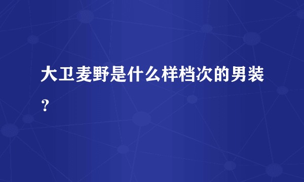 大卫麦野是什么样档次的男装？