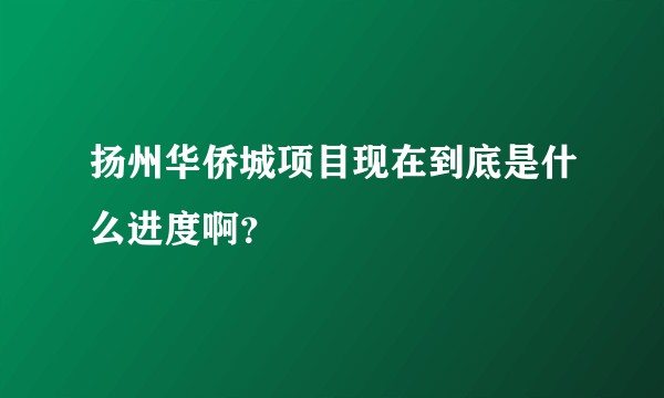 扬州华侨城项目现在到底是什么进度啊？
