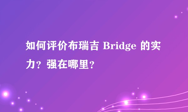 如何评价布瑞吉 Bridge 的实力？强在哪里？