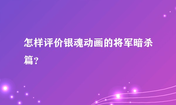怎样评价银魂动画的将军暗杀篇？