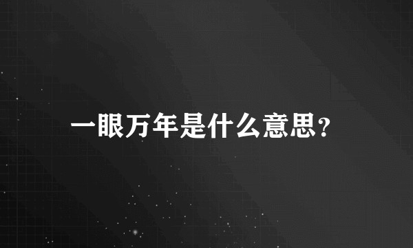 一眼万年是什么意思？
