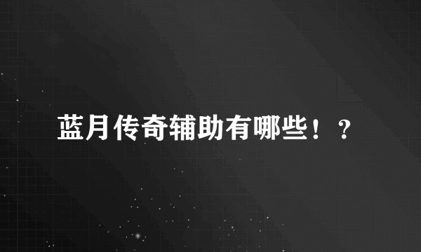 蓝月传奇辅助有哪些！？