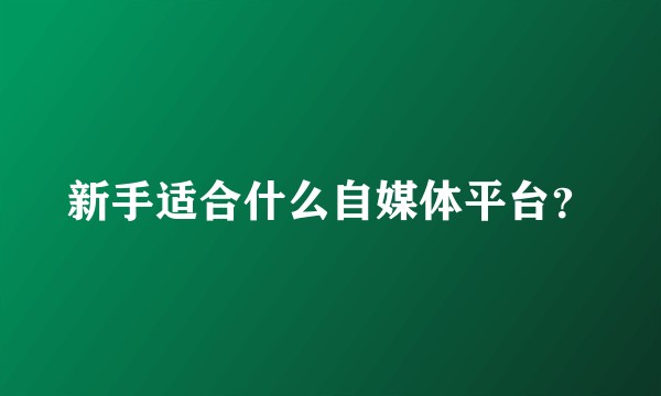 新手适合什么自媒体平台？