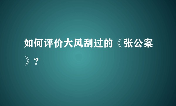 如何评价大风刮过的《张公案》？