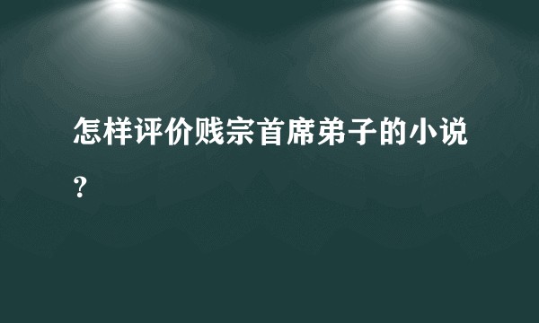 怎样评价贱宗首席弟子的小说？