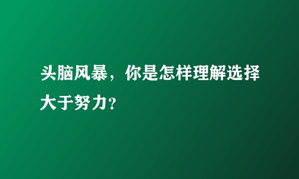 头脑风暴，你是怎样理解选择大于努力？