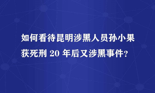 如何看待昆明涉黑人员孙小果获死刑 20 年后又涉黑事件？