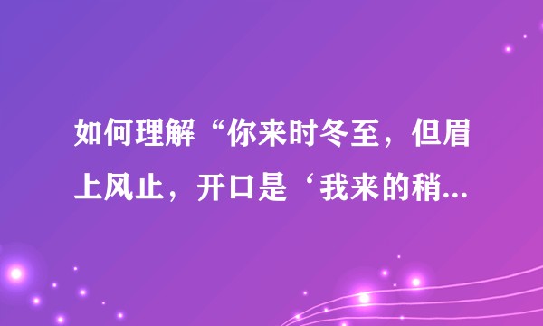 如何理解“你来时冬至，但眉上风止，开口是‘我来的稍稍迟’”这句话的意思。？