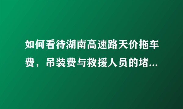 如何看待湖南高速路天价拖车费,吊装费与救援人员的堵车行为?