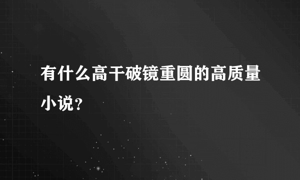 有什么高干破镜重圆的高质量小说？