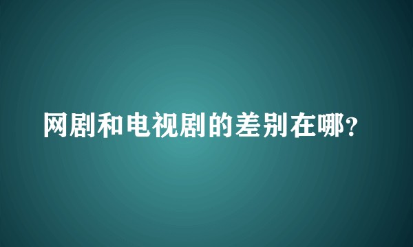网剧和电视剧的差别在哪？