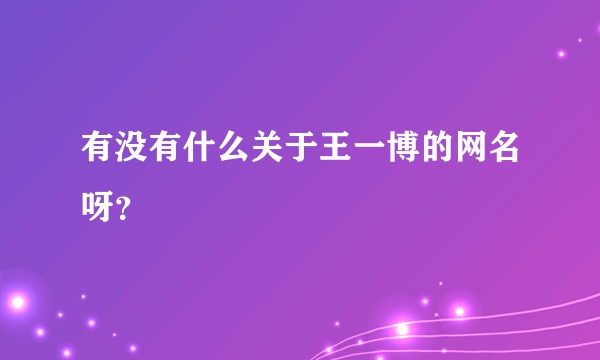 有没有什么关于王一博的网名呀？