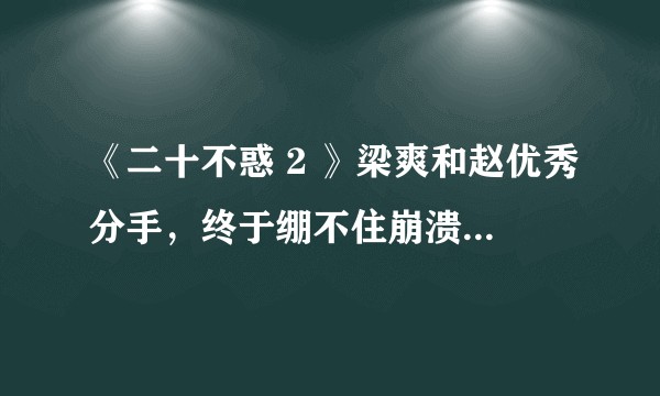 《二十不惑 2 》梁爽和赵优秀分手，终于绷不住崩溃大哭，后续剧情将会如何发展？