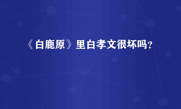 《白鹿原》里白孝文很坏吗？