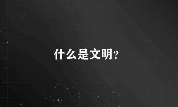 什么是文明？