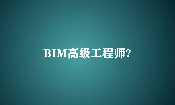 BIM高级工程师?