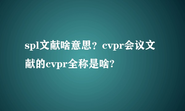 spl文献啥意思？cvpr会议文献的cvpr全称是啥?