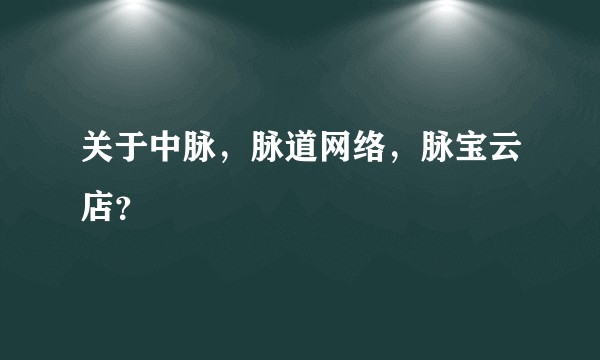 关于中脉，脉道网络，脉宝云店？