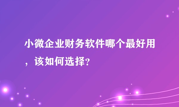 小微企业财务软件哪个最好用，该如何选择？