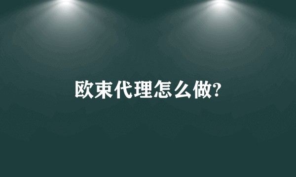 欧束代理怎么做?