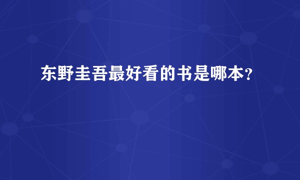 东野圭吾最好看的书是哪本？