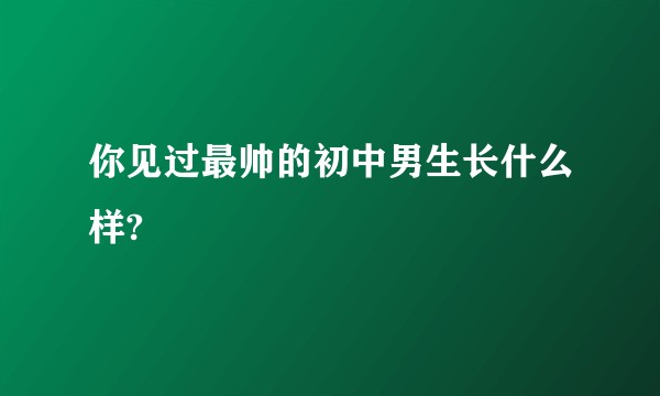 你见过最帅的初中男生长什么样?
