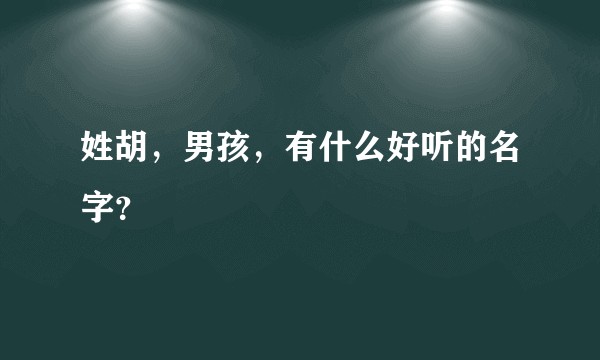 姓胡，男孩，有什么好听的名字？