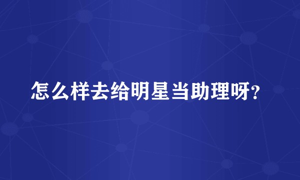 怎么样去给明星当助理呀？